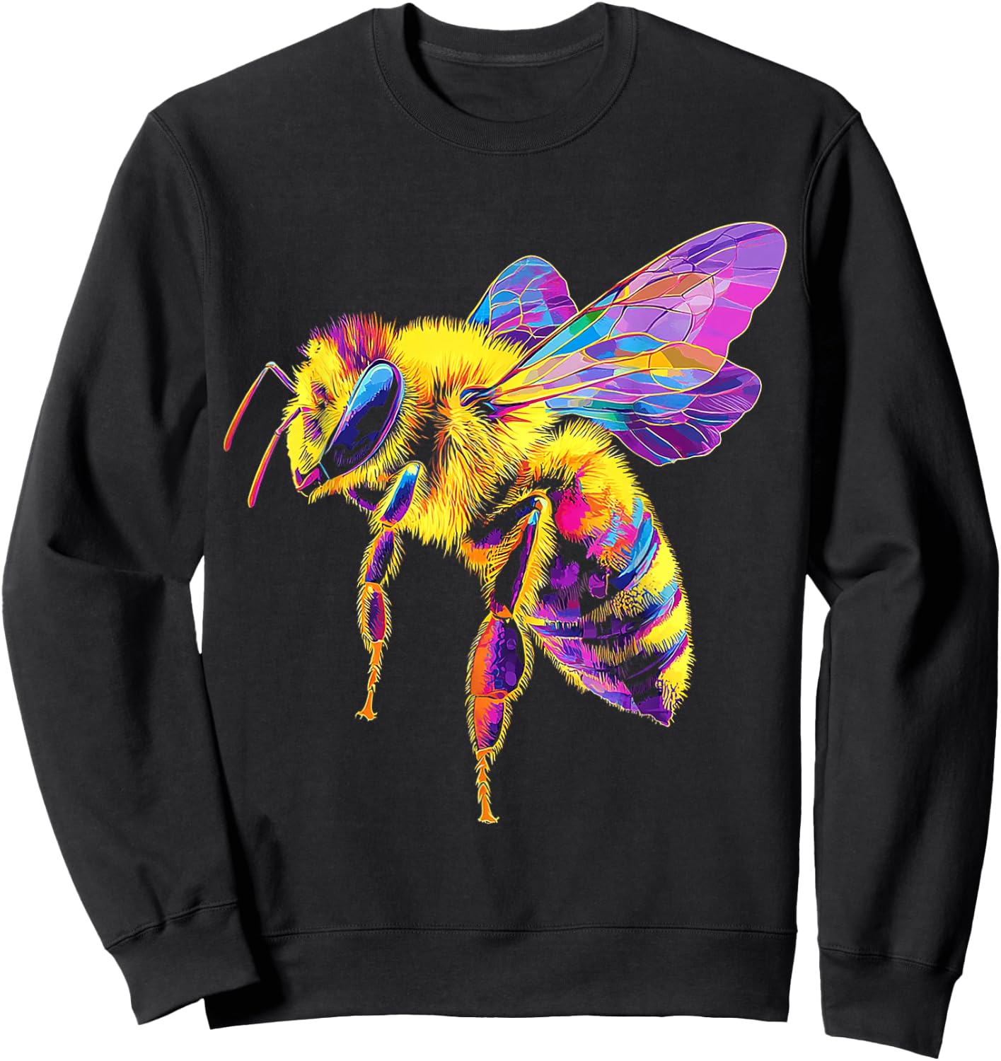 Bee Animal Motif Geometric Artwork Bee Sweatshirt - Sweatshirt | Black