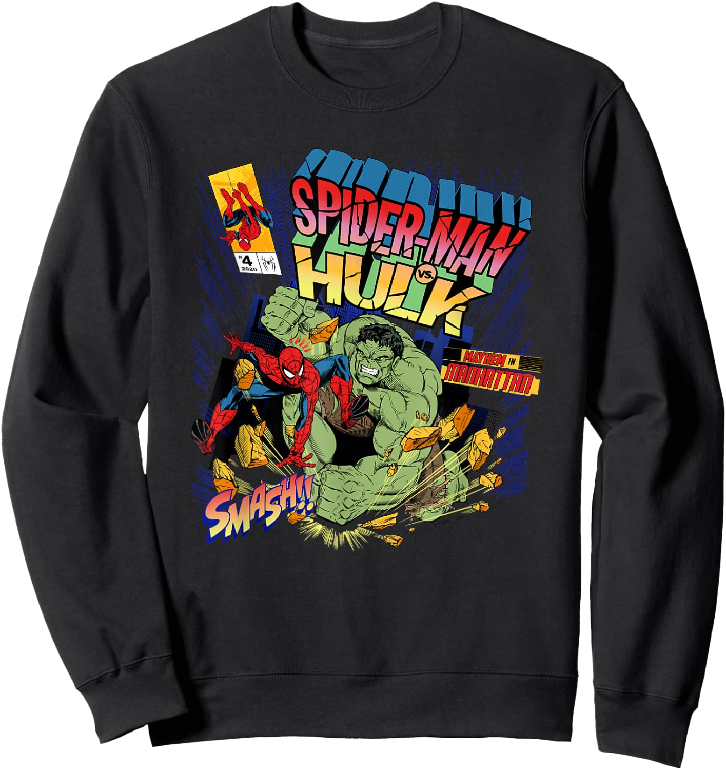 Marvel Spider-Man: New Day Hulk Smash Comic Cover Sweatshirt - Sweatshirt | Black