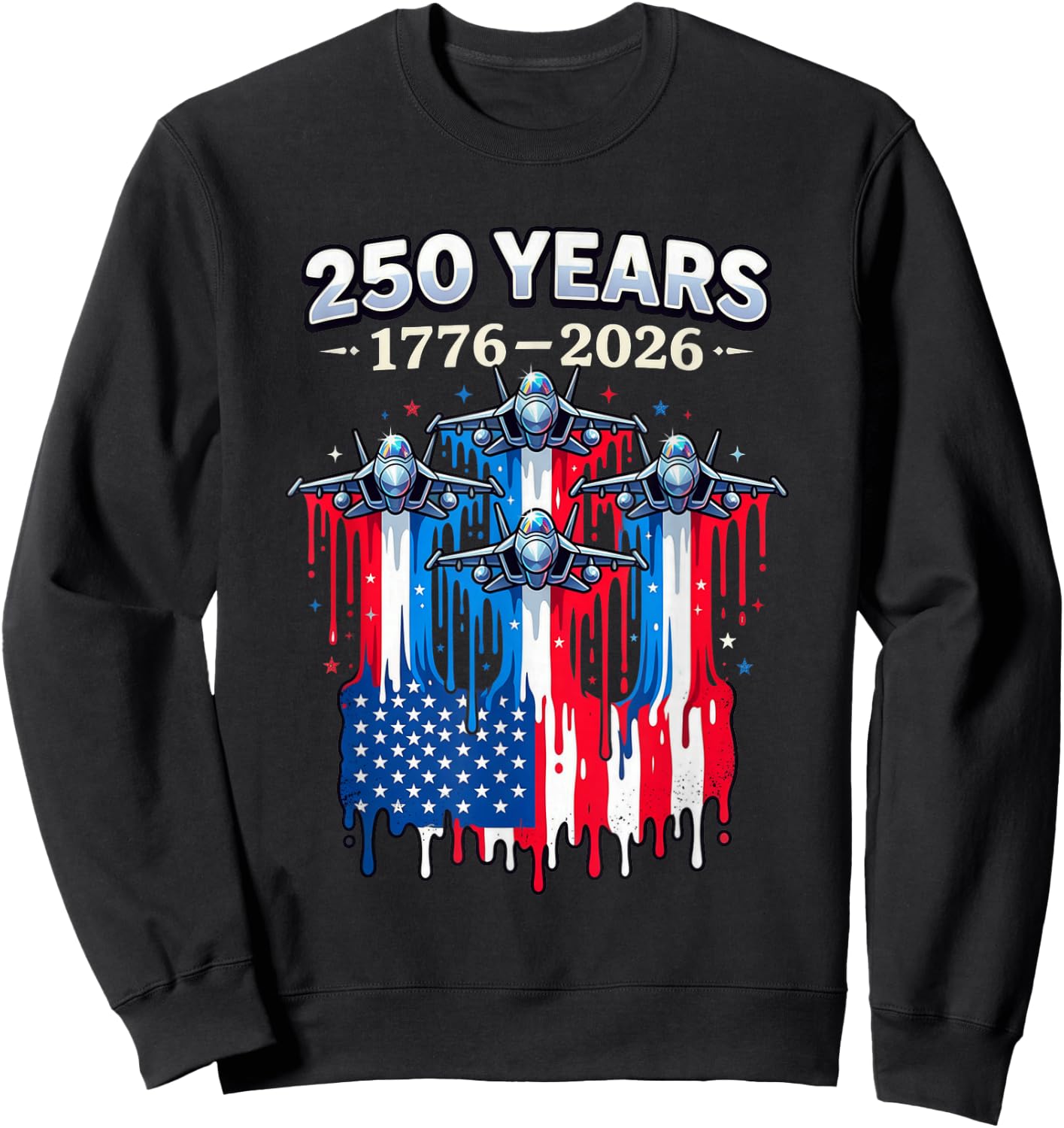 250 Anniversary USA Flag Sweatshirt - Sweatshirt | Black