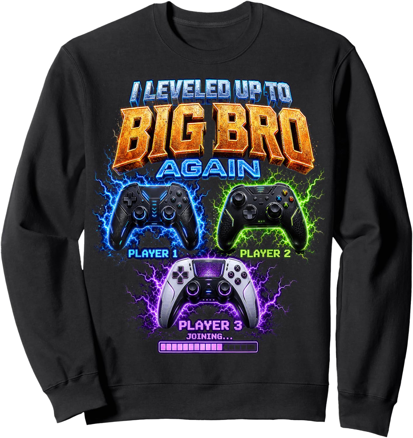 Gamer I Leveled Up to Big Bro Again Controller Boy Sweatshirt - Sweatshirt | Black