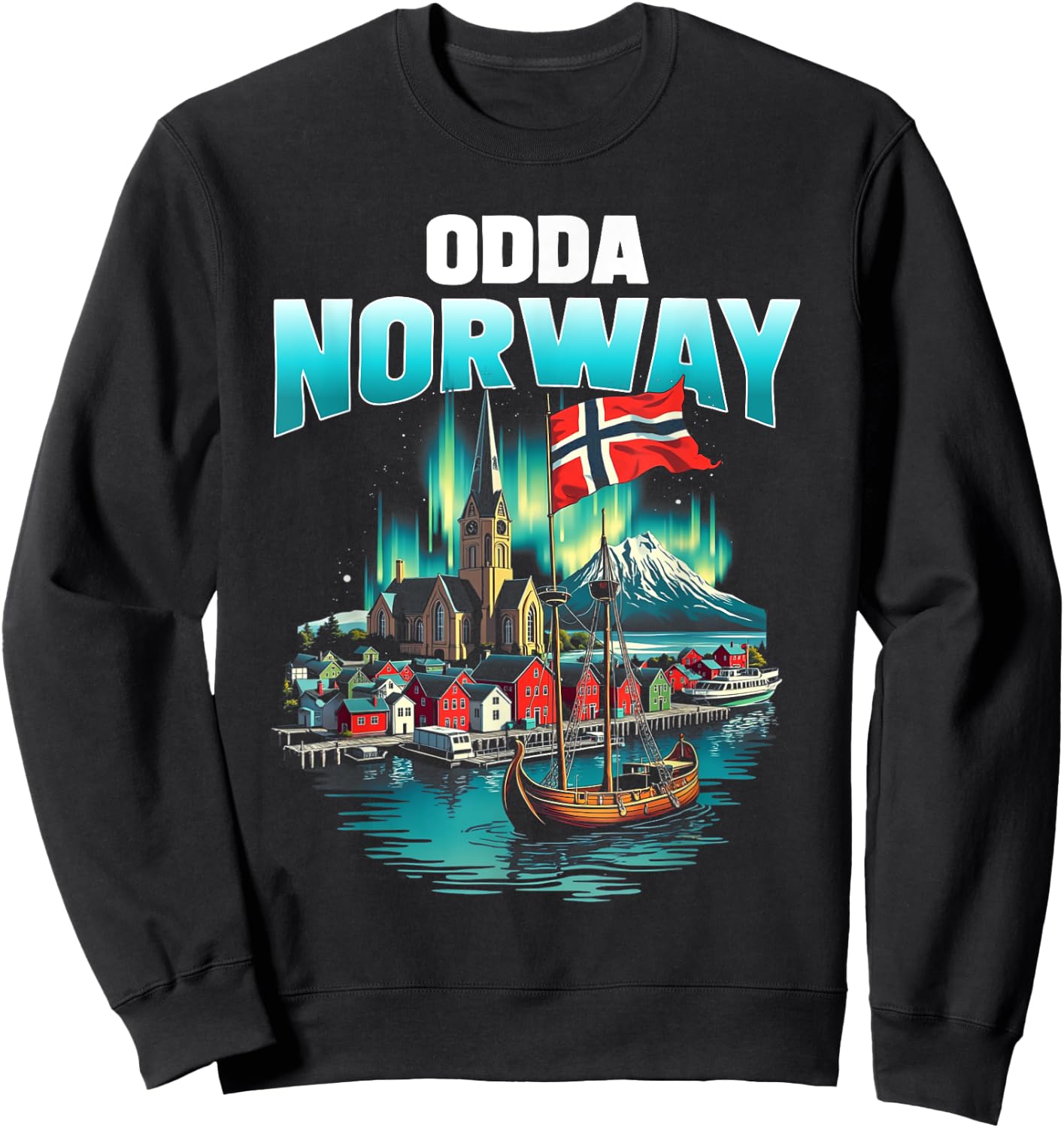 Odda Norway Flag Travel Souvenir Norwegian Sweatshirt - Sweatshirt | Black