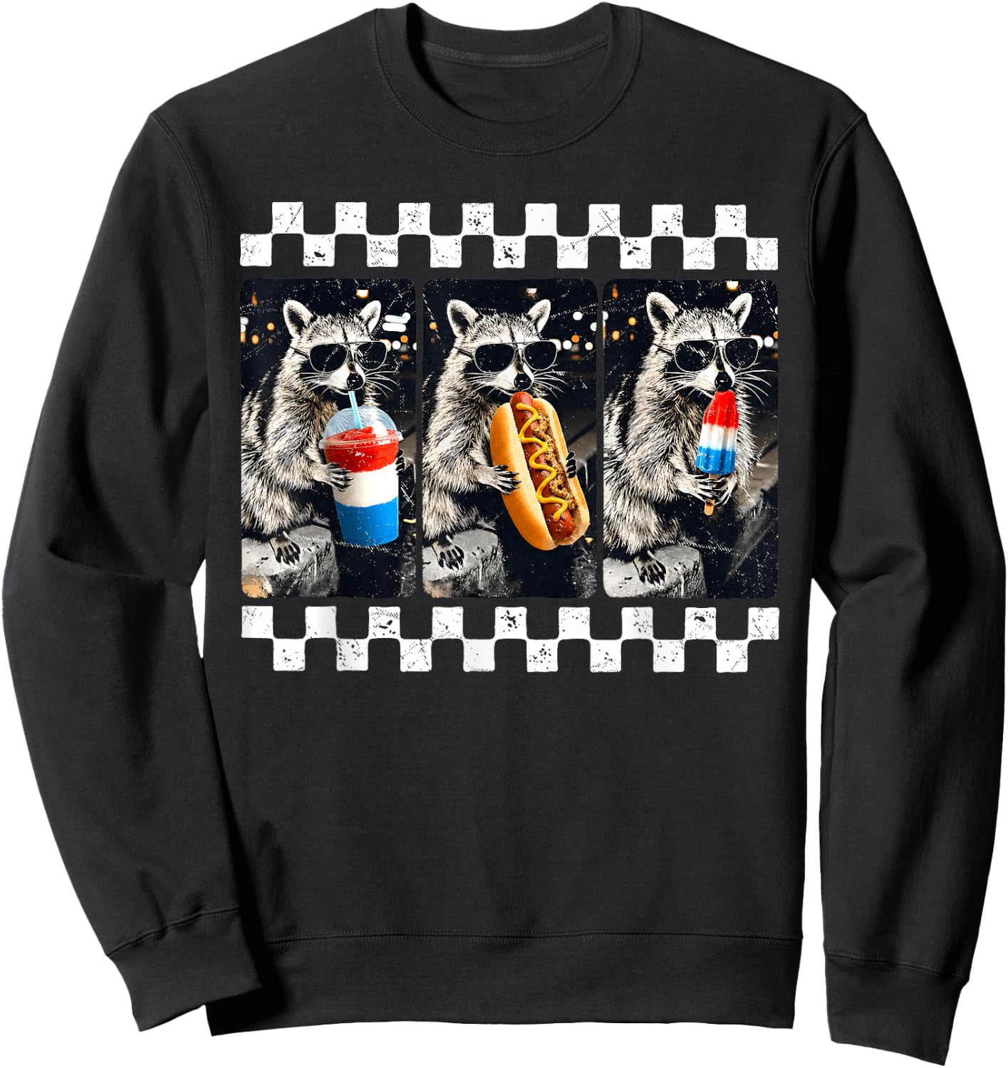 USA America Raccoon Hot Dog 1776-2026 4th of July 250 Years Sweatshirt - Sweatshirt | Black