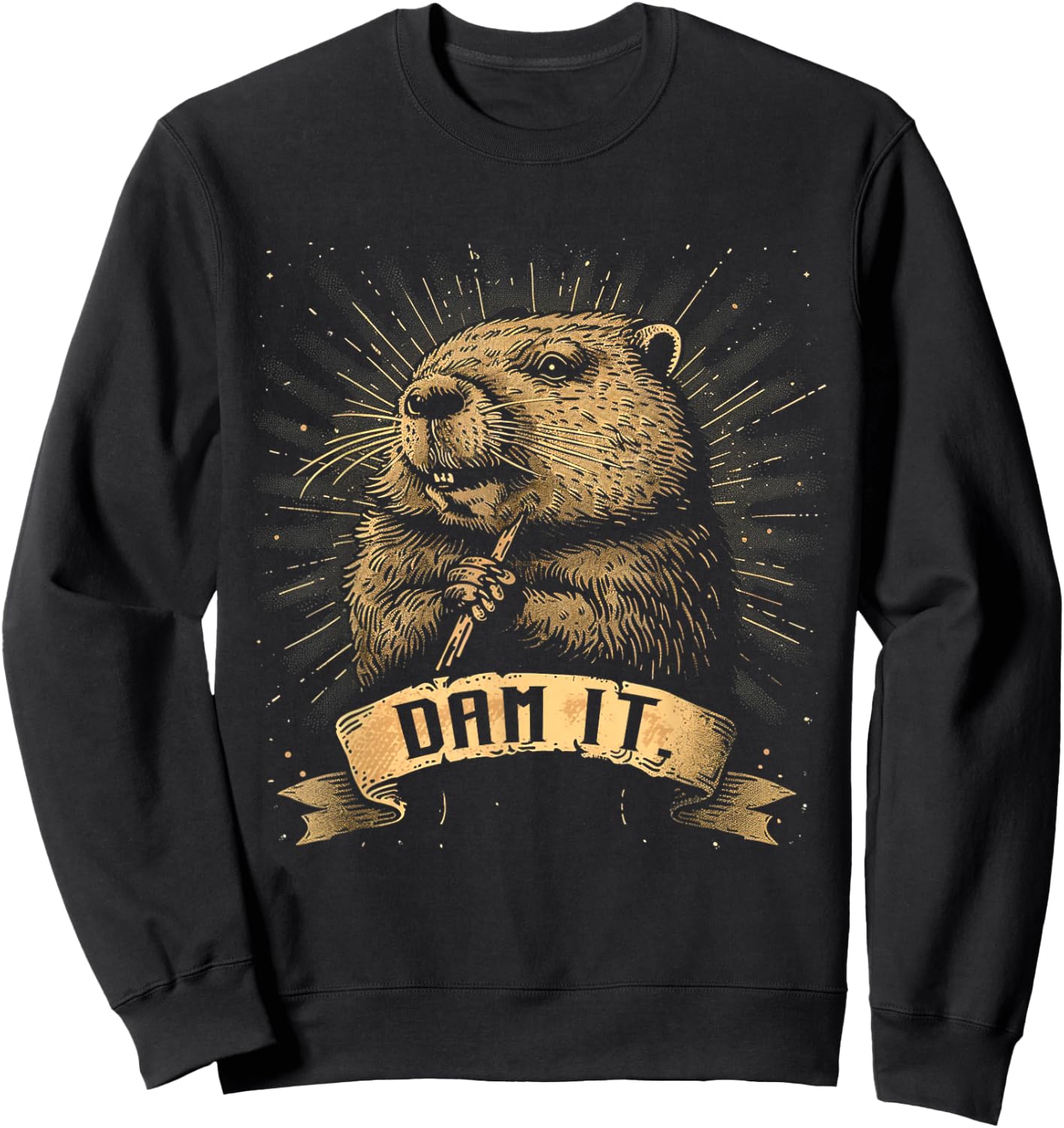Damn It Vintage Beavers Funny Outfits Lovely Animals Beaver Sweatshirt - Sweatshirt | Black