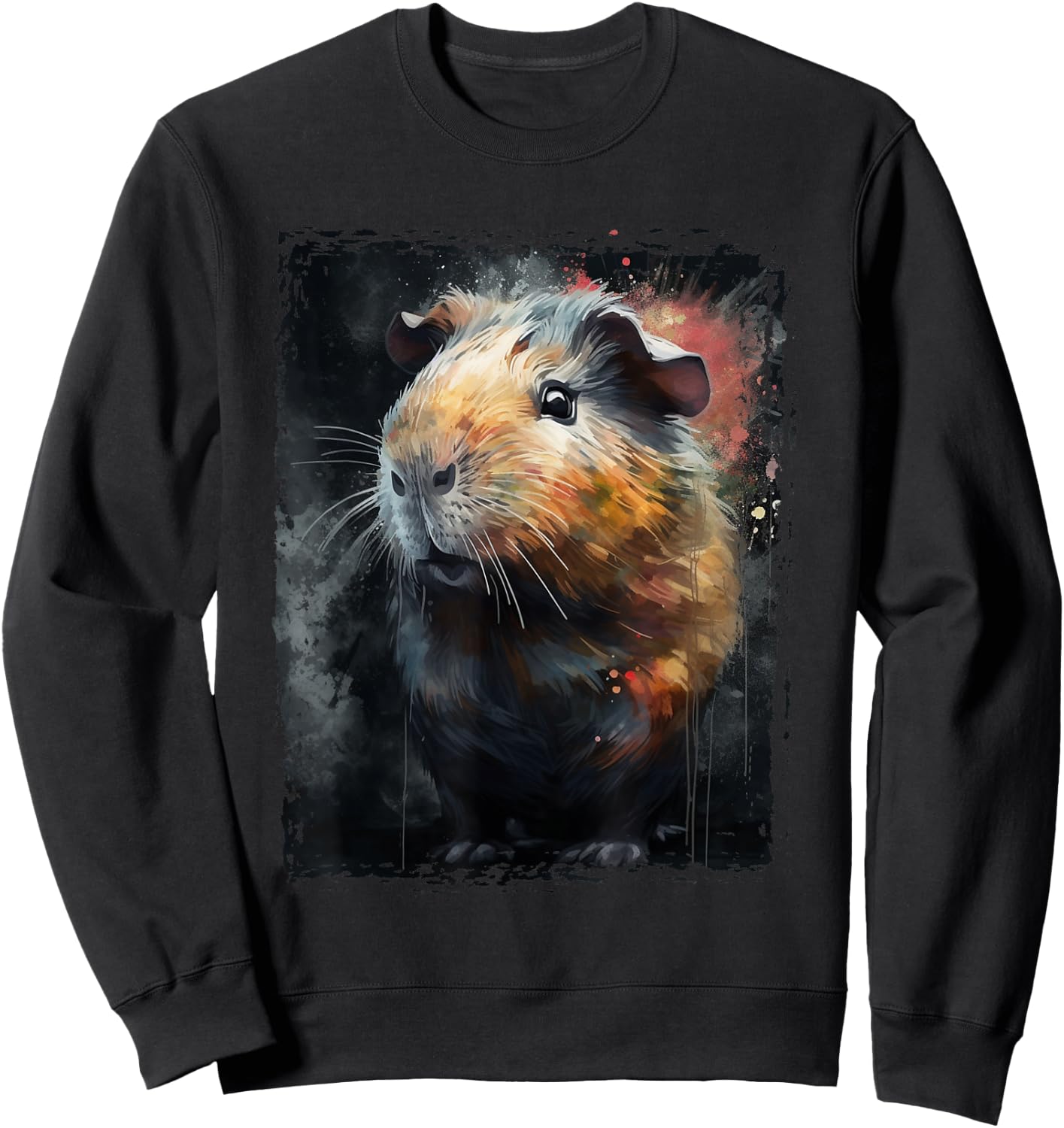 Guinea Pig Shirt Furry Potato Watercolor Guinea Pig Funny Sweatshirt - Sweatshirt | Black