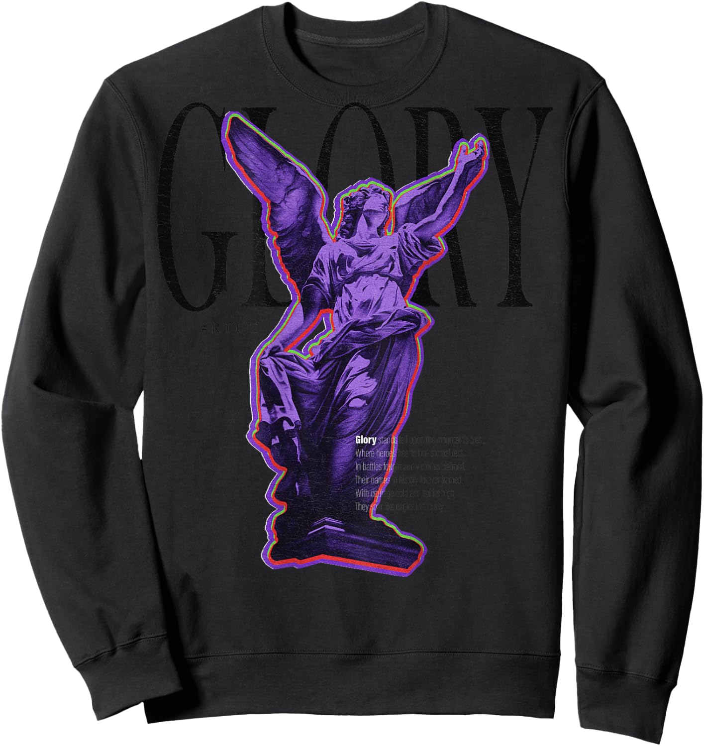 Hip Hop Angel Vintage Edgy Y2K Backprint Streetwear Angel Sweatshirt - Sweatshirt | Black