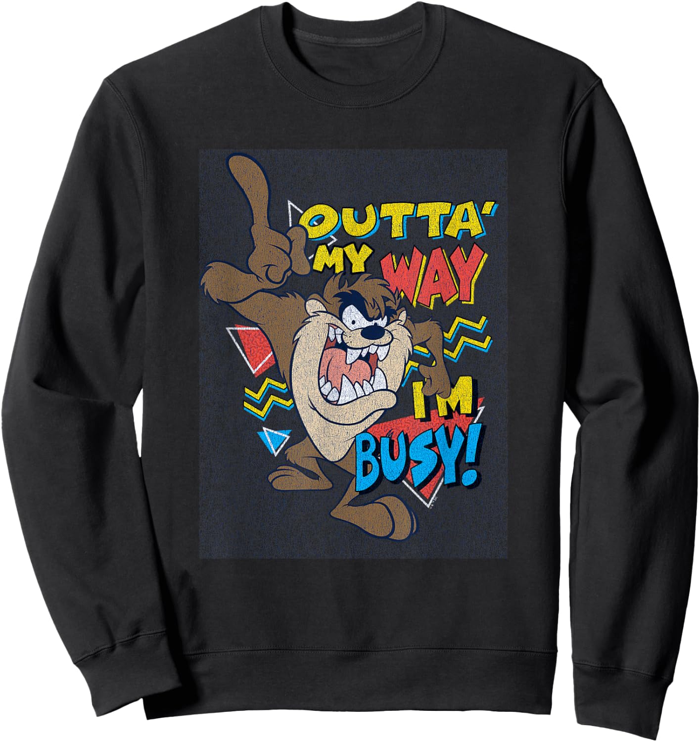 Looney Tunes Tasmanian Devil Outta' My Way I'm Busy! Retro Sweatshirt - Sweatshirt | Black