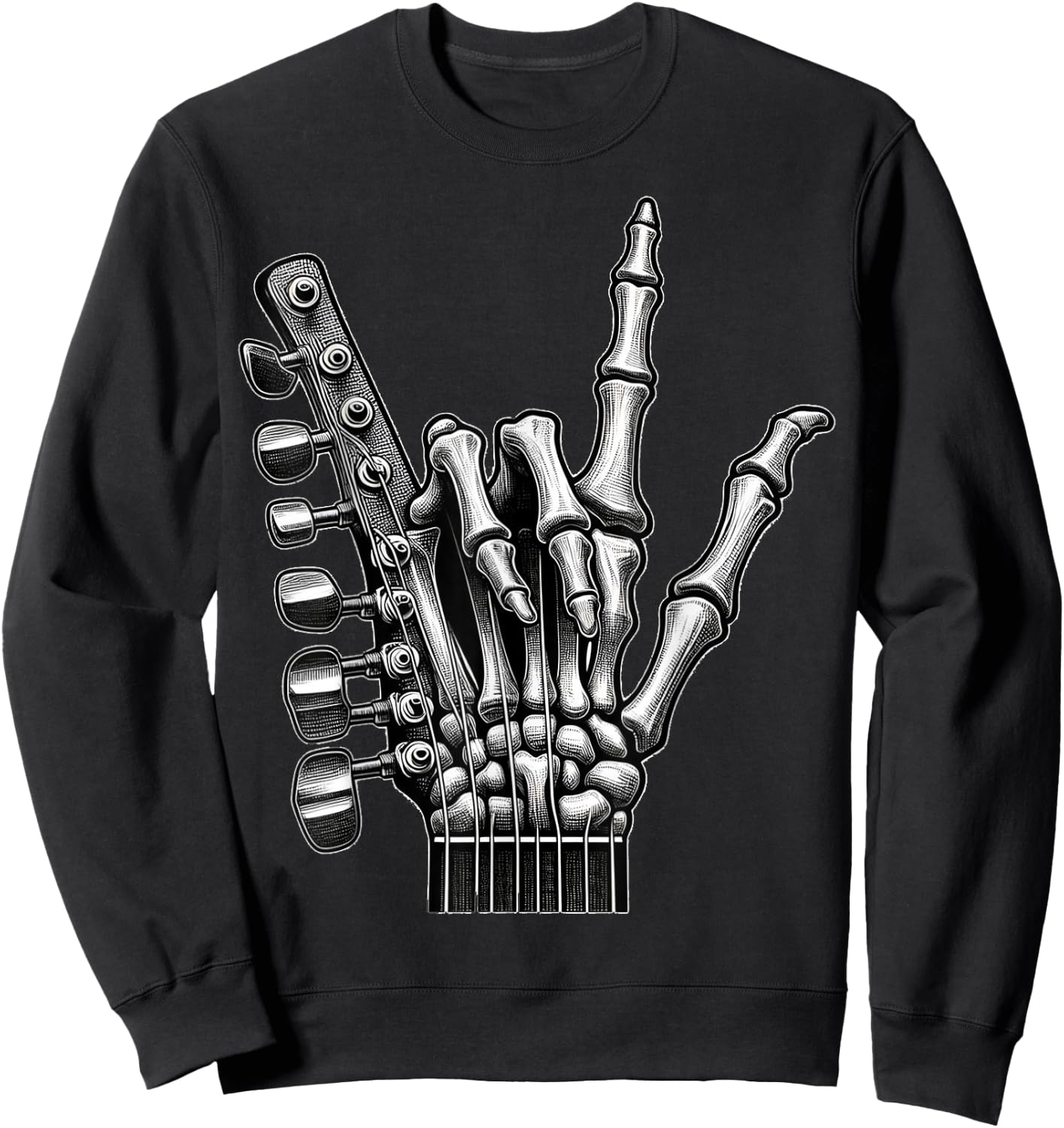 Skeleton Hand Rock On Design for Music Lovers Sweatshirt - Sweatshirt | Black