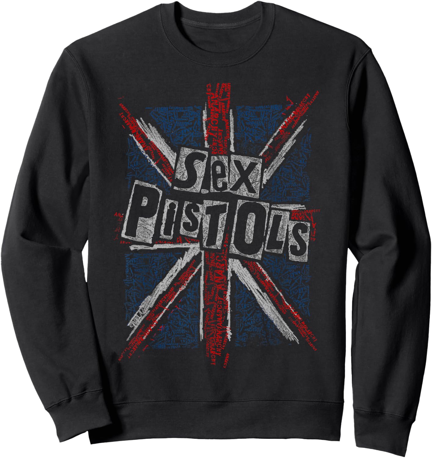 Sex Pistols Official Union Jack Words Small Sweatshirt - Sweatshirt | Black