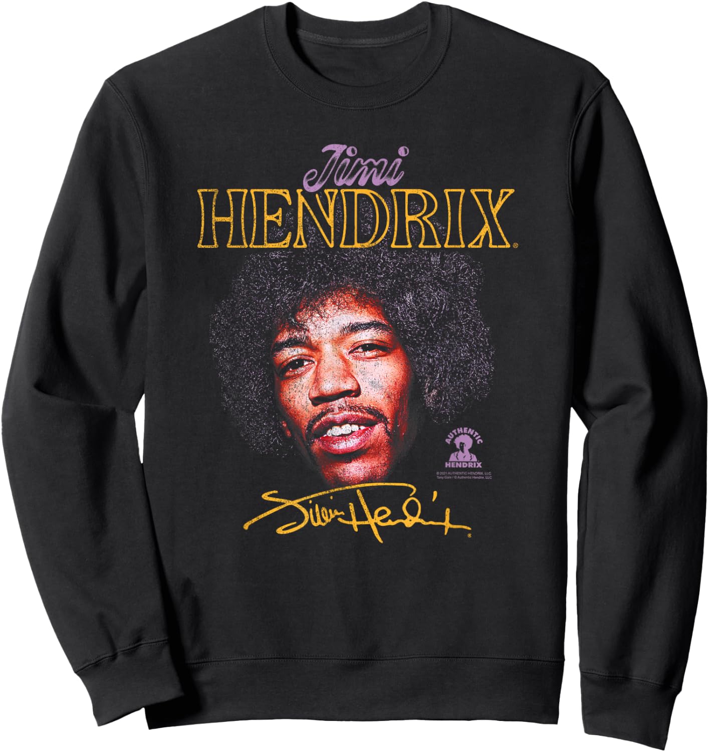 Jimi Hendrix Portrait with Signature Sweatshirt - Sweatshirt | Black