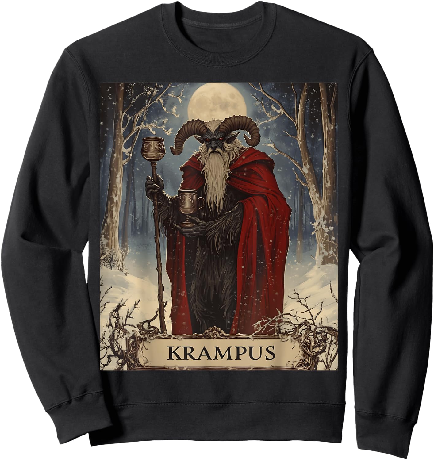 Merry Krampus Pajama Funny Christmas Horror Ugly Sweater Sweatshirt - Sweatshirt | Black