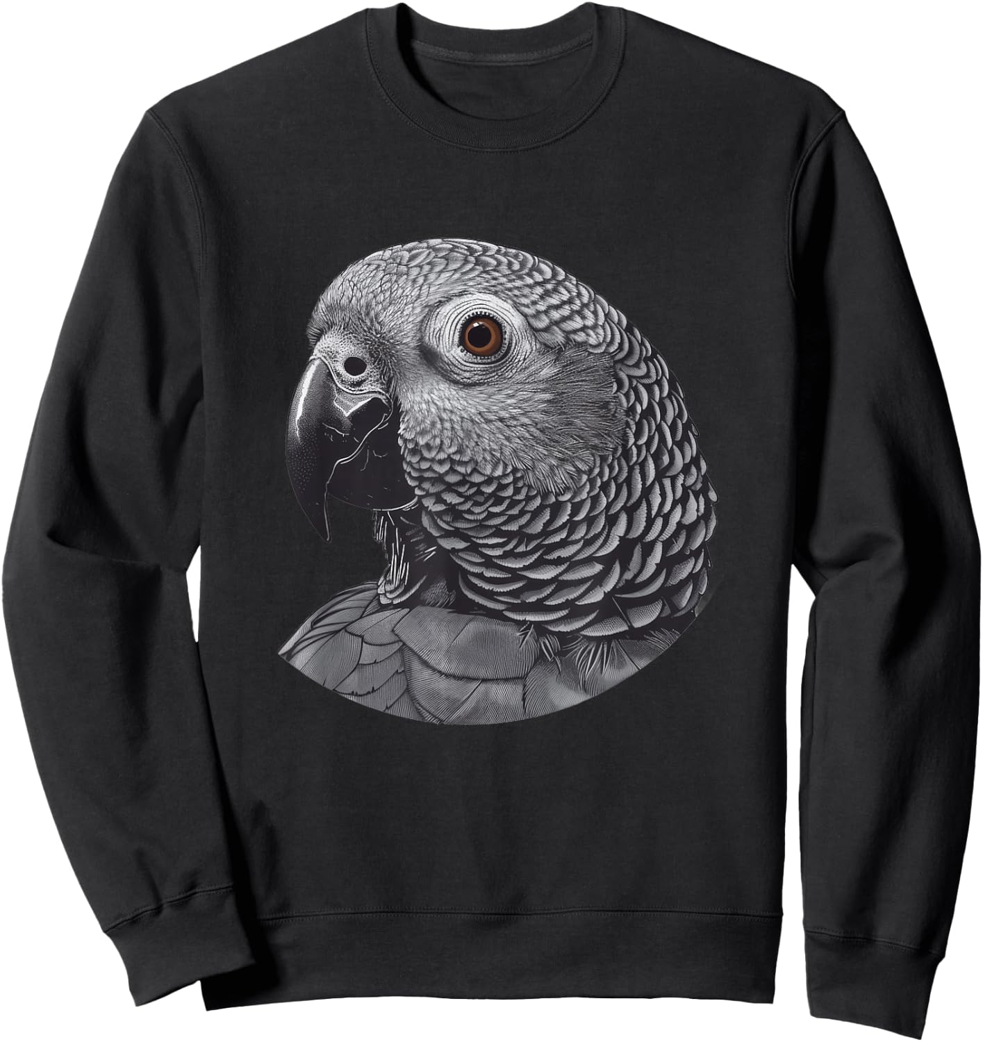 Timneh African Grey Round Image Sweatshirt - Sweatshirt | Black