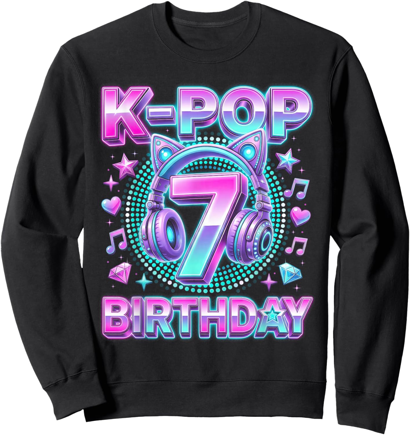 K-Pop 7. Geburtstag Mädchen 7 Jahre alt koreanische Musik Sweatshirt - Sweatshirt | Black