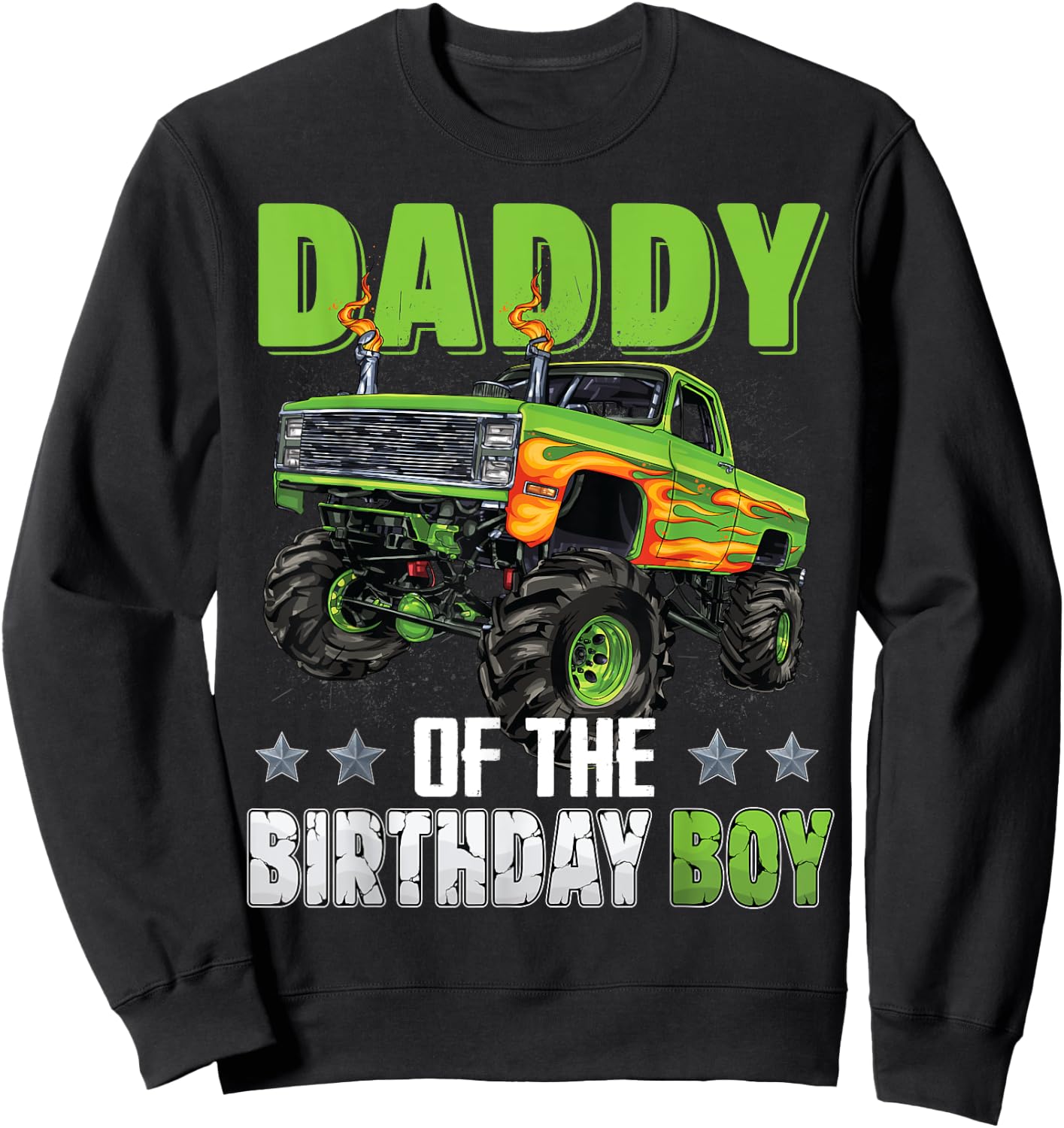 Daddy of Birthday Boy Monster Truck Car Family Matching Sweatshirt - Sweatshirt | Black