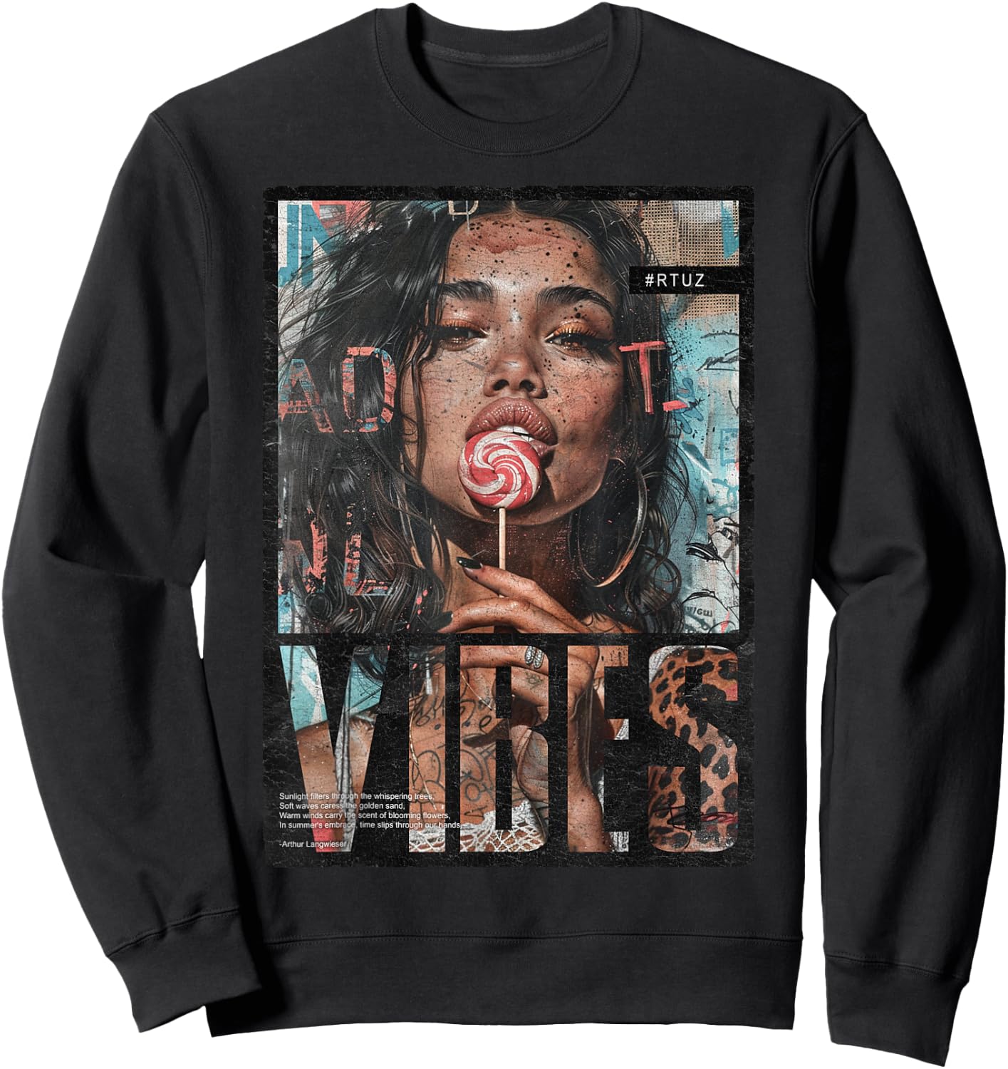 Vintage Girl Magazine Cover Sexy Model Pin-Up , black Sweatshirt - Sweatshirt | Black