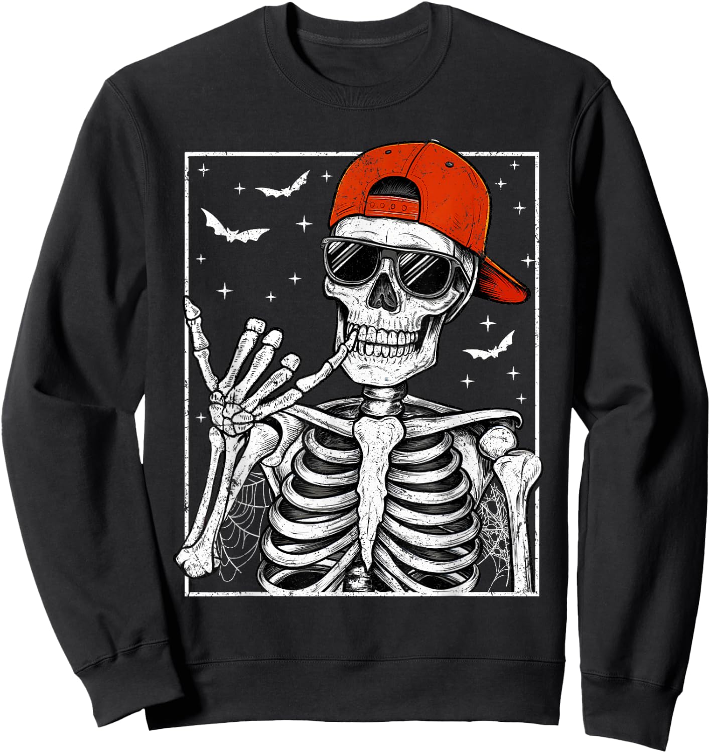 Skeleton Rock Hand Halloween Costume Cool Rock Music Rocker Sweatshirt - Sweatshirt | Black