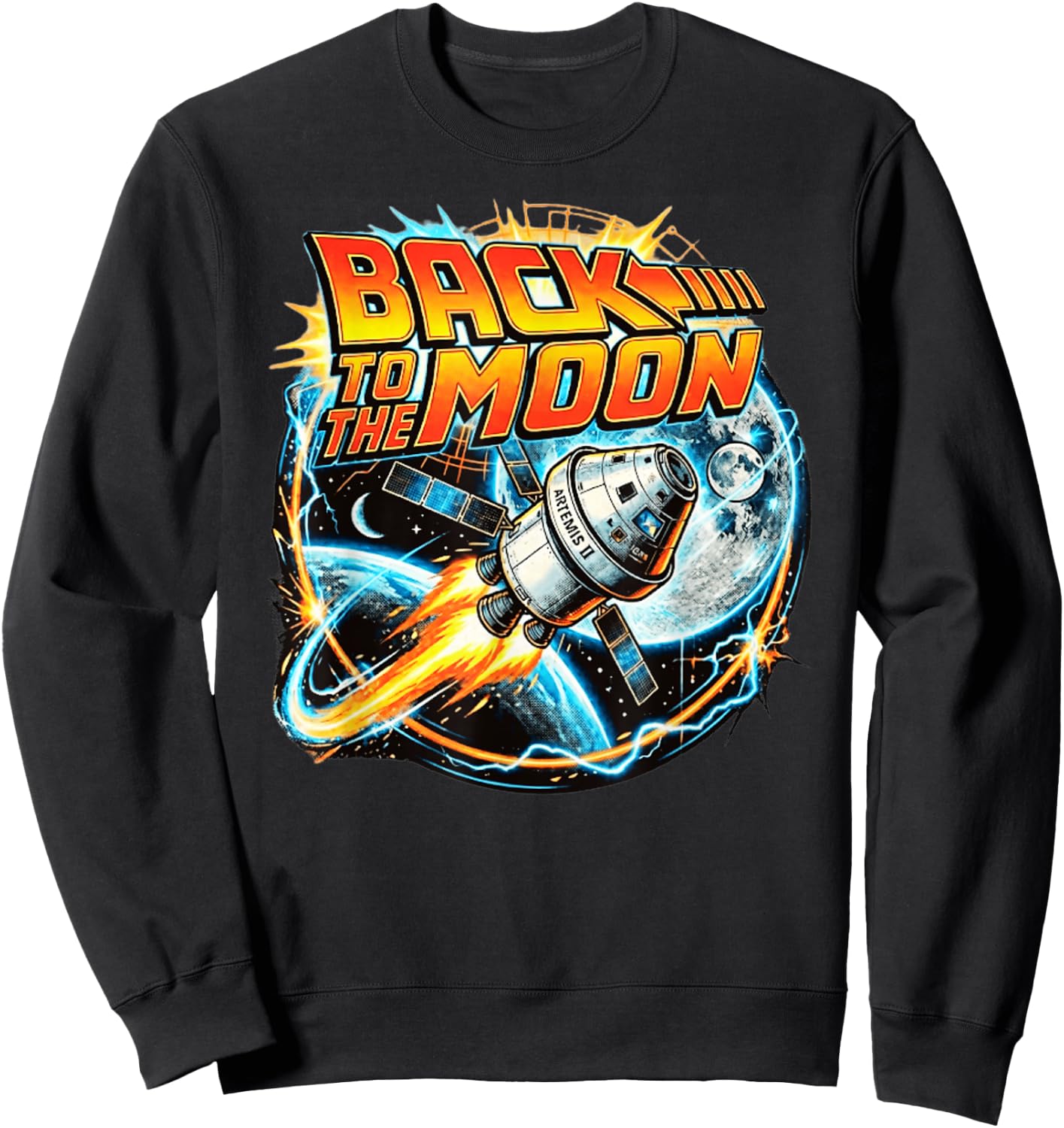 Retro Back to The Moon Funny Artemis Sweatshirt - Sweatshirt | Black