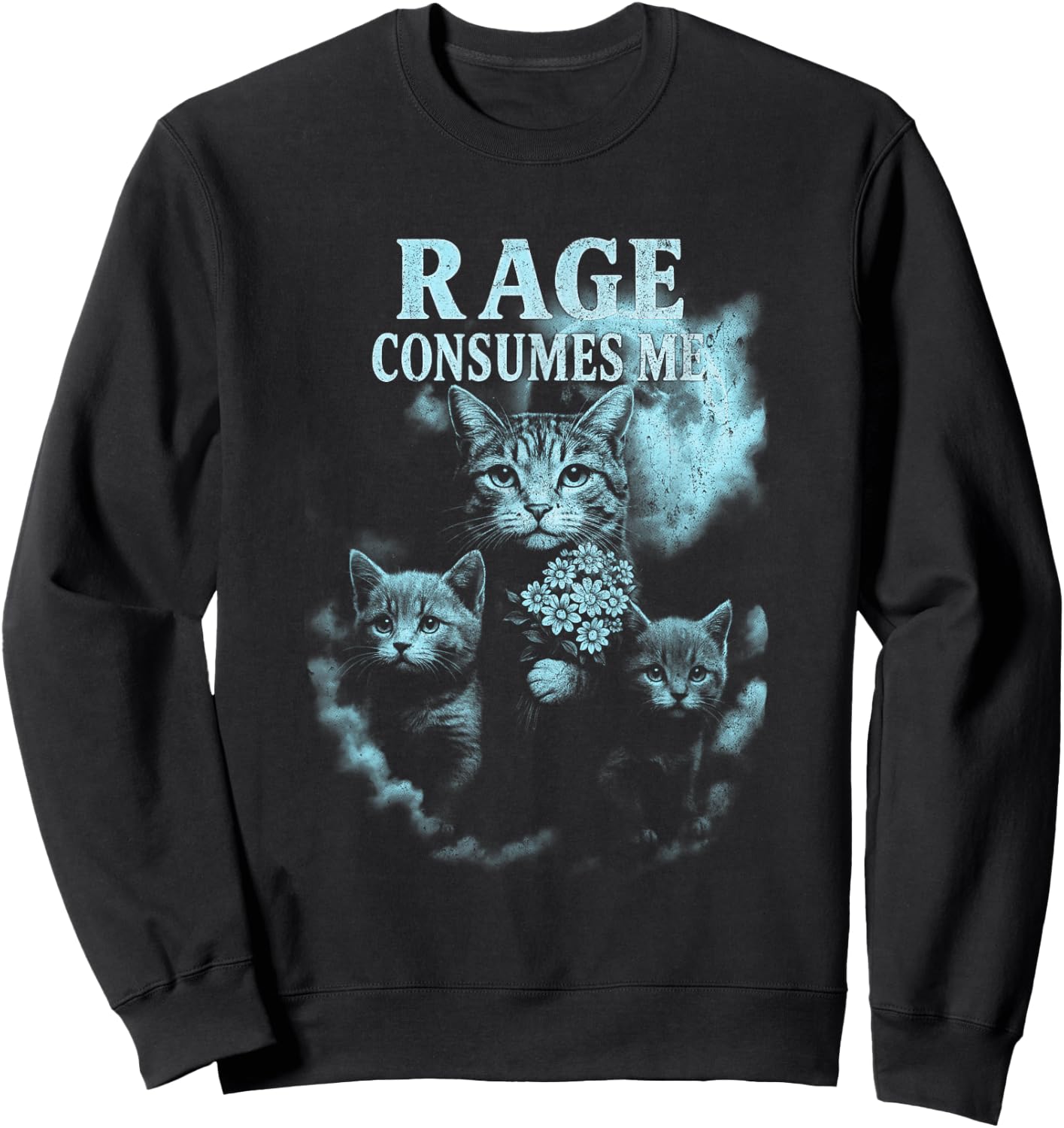 Rage Consumes Me Funny Cat Sweatshirt - Sweatshirt | Black