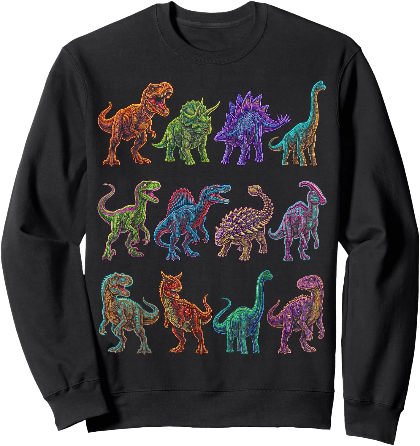 Dinosaur Species Chart Paleontology Prehistoric Animals Sweatshirt - Sweatshirt | Black