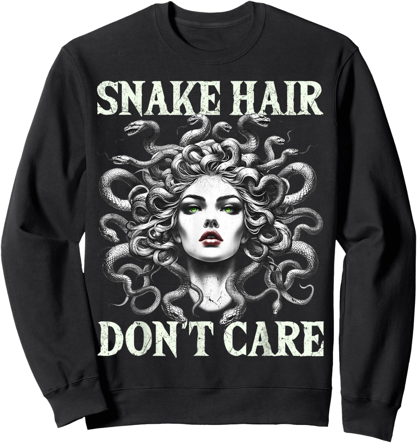 Medusa Graphic Greek Mythology Design Snake Hair Sweatshirt - Sweatshirt | Black