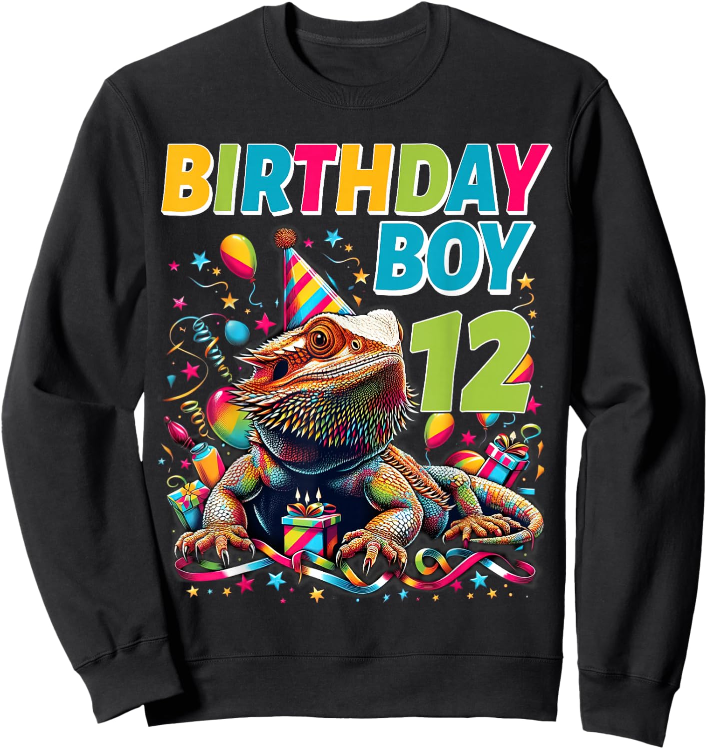 Bearded Dragon Lizard Kids 12th Birthday - 12 Year Old Boy Sweatshirt - Sweatshirt | Black