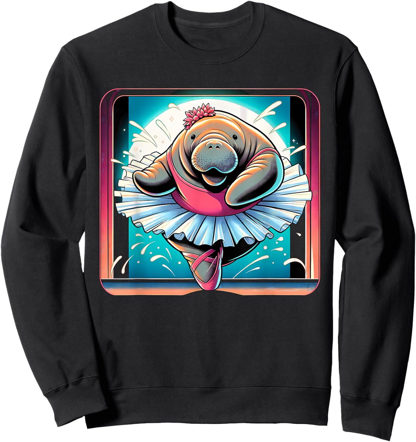 Ballerina Manatee Dancing Sweatshirt - Sweatshirt | Black
