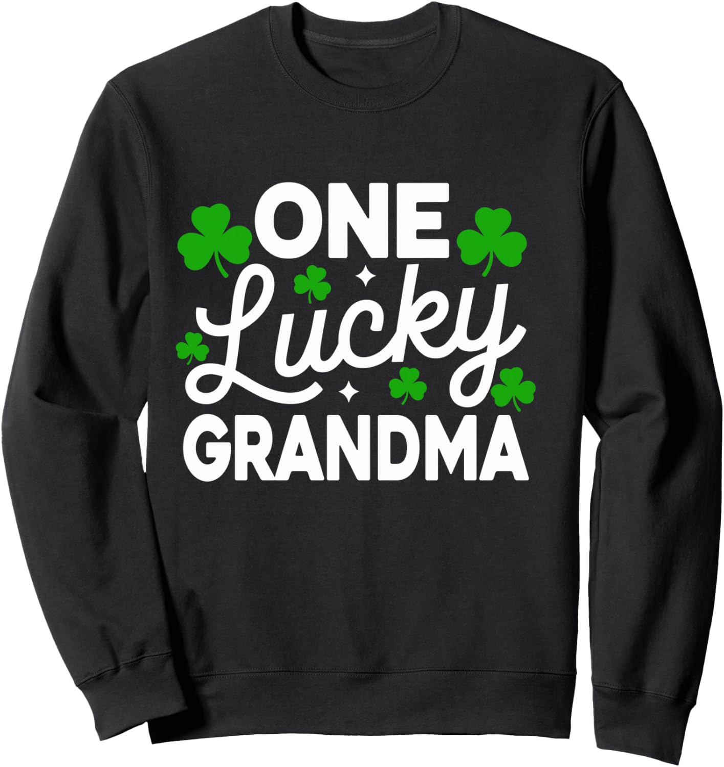 One Lucky Grandma St Patrick's Day Family Matching Shamrock Sweatshirt - Sweatshirt | Black