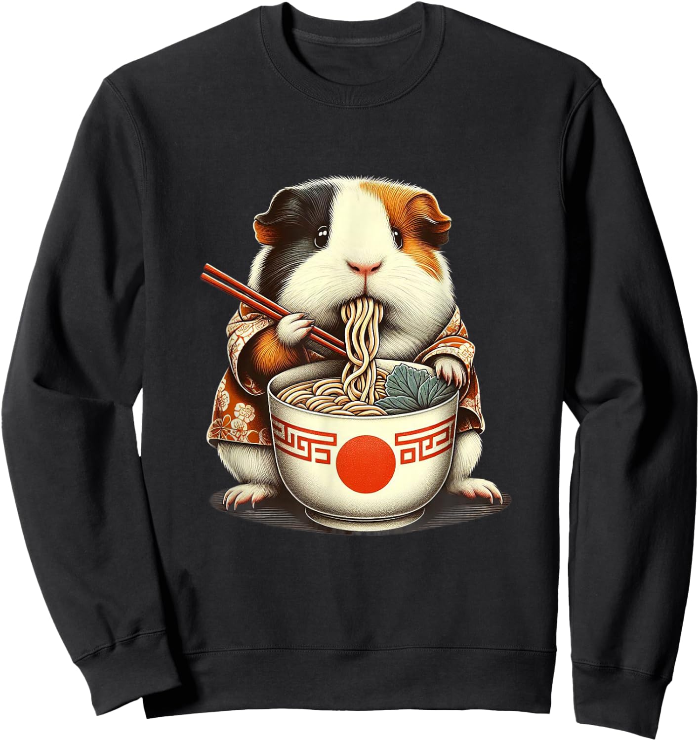 Guinea Pig Ramen Kawaii Neko Japanese Noodles Aesthetic Sweatshirt - Sweatshirt | Black
