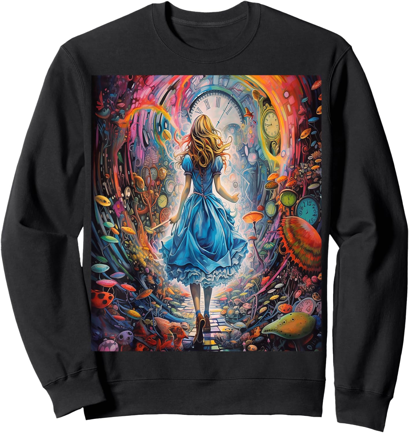 Alice in Wonderland Trippy Rainbow Sweatshirt - Sweatshirt | Black