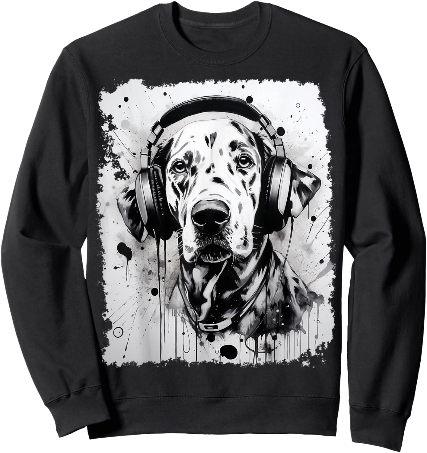 Pop Art Dog Dalmatian Music Sweatshirt - Sweatshirt | Black
