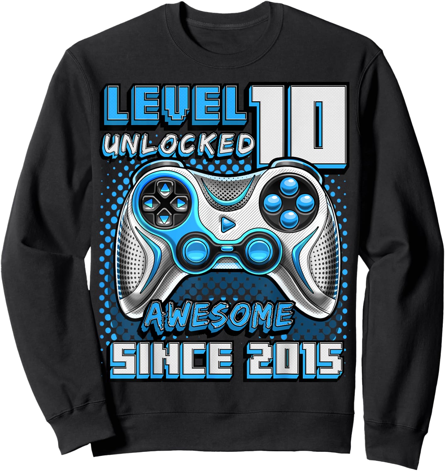 10th Birthday Boy Level 10 Gamer 10 Year Video Game Party Sweatshirt - Sweatshirt | Black