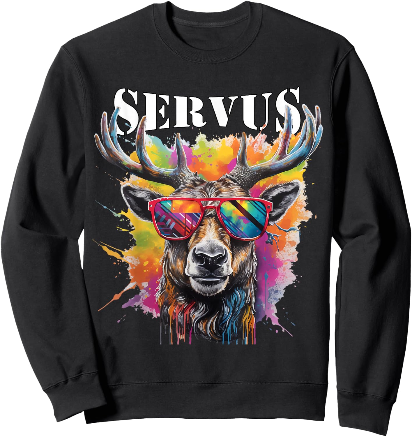 Servus Trachtenshirt Trachten Tracht Hirsch Tirol & Bayern Sweatshirt - Sweatshirt | Black
