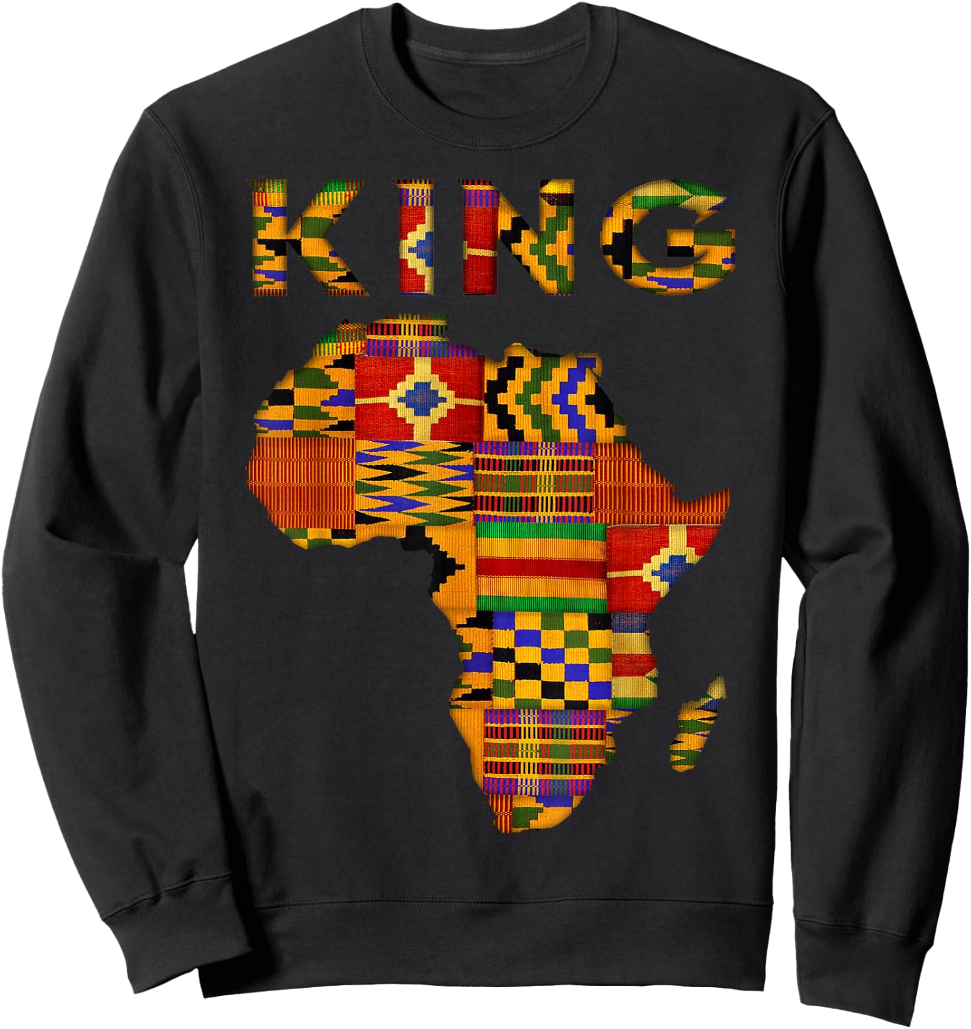 Cool African King Kente Cloth Africa Ghana Kids Men Sweatshirt - Sweatshirt | Black