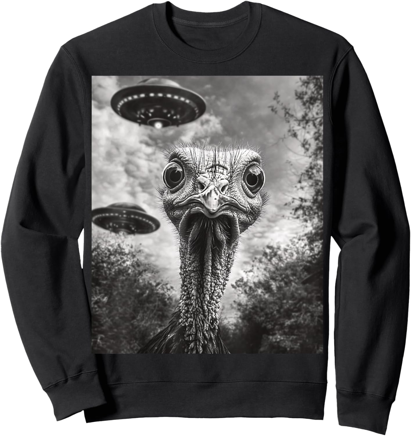 Funny Turkey Selfie UFO Thanksgiving Sweatshirt - Sweatshirt | Black