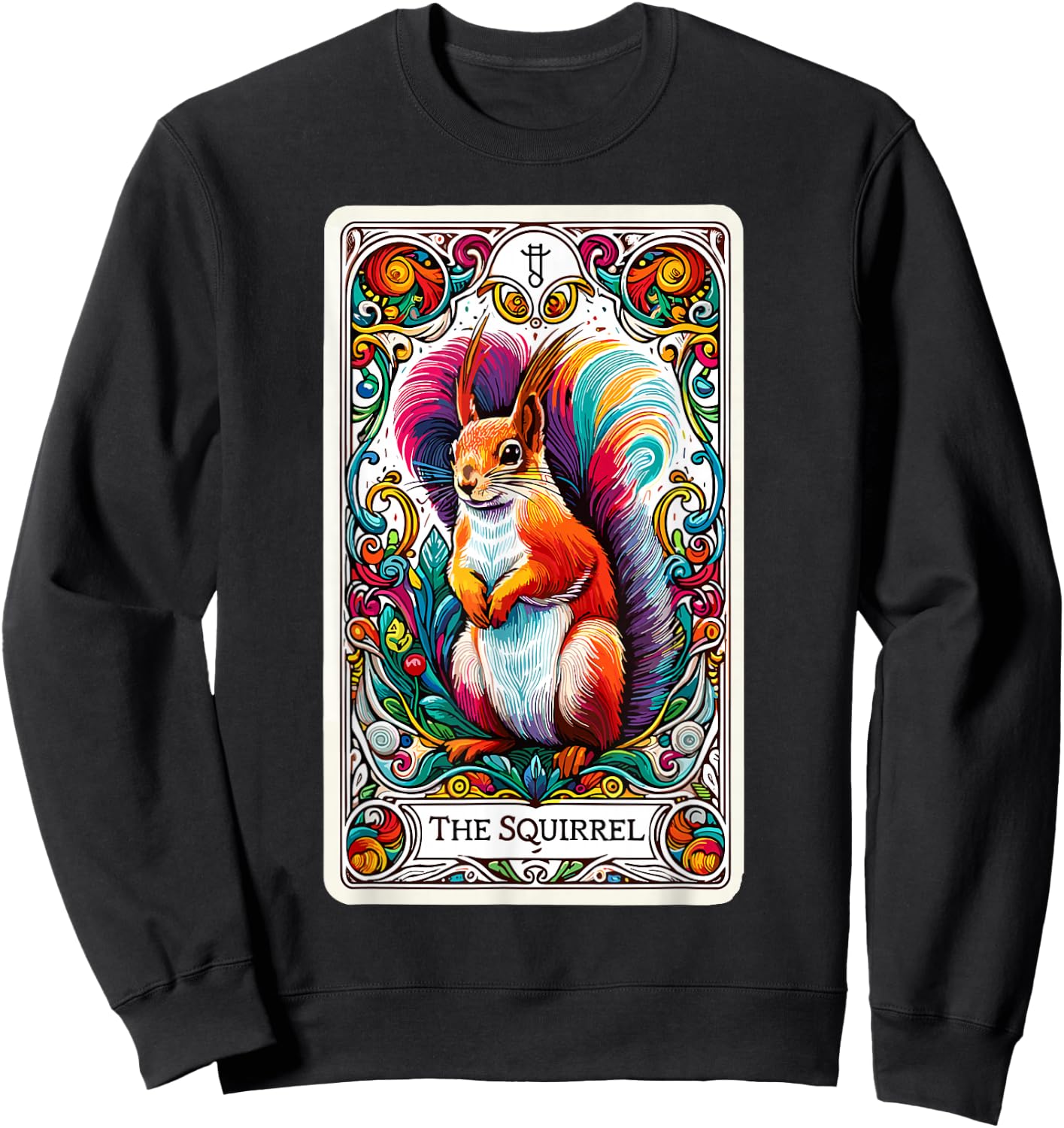 Psychic Tarot Card Squirrel Lover Stuff Mystic Squirrel Sweatshirt - Sweatshirt | Black