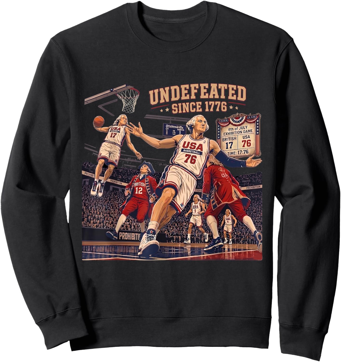 Patriotic Undefeated Since 1776 4th of July Independence Day Sweatshirt - Sweatshirt | Black