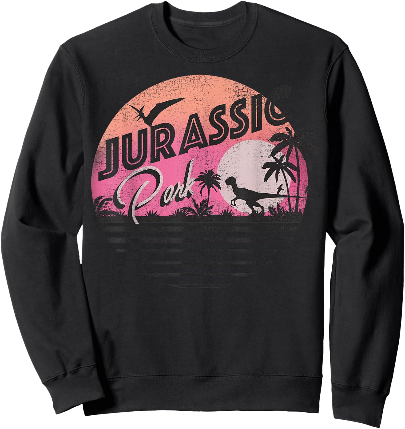 Jurassic Park Retro 90's Dinosaur Scene Sweatshirt - Sweatshirt | Black
