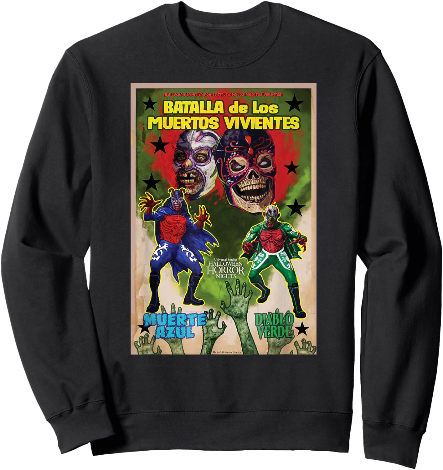 Universal Halloween Horror Nights Lucha Libre Zombies Sweatshirt - Sweatshirt | Black
