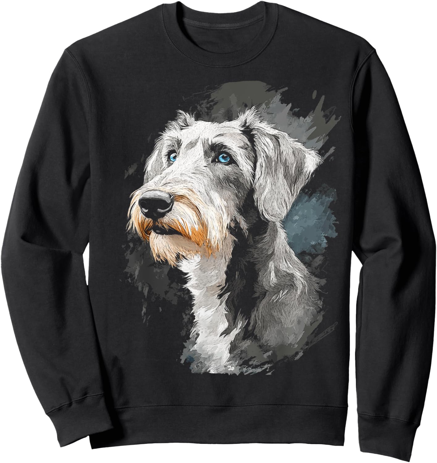 Irish Wolfhound Dog Motif Pet Art Blue Eyes Irish Wolfhound Sweatshirt - Sweatshirt | Black