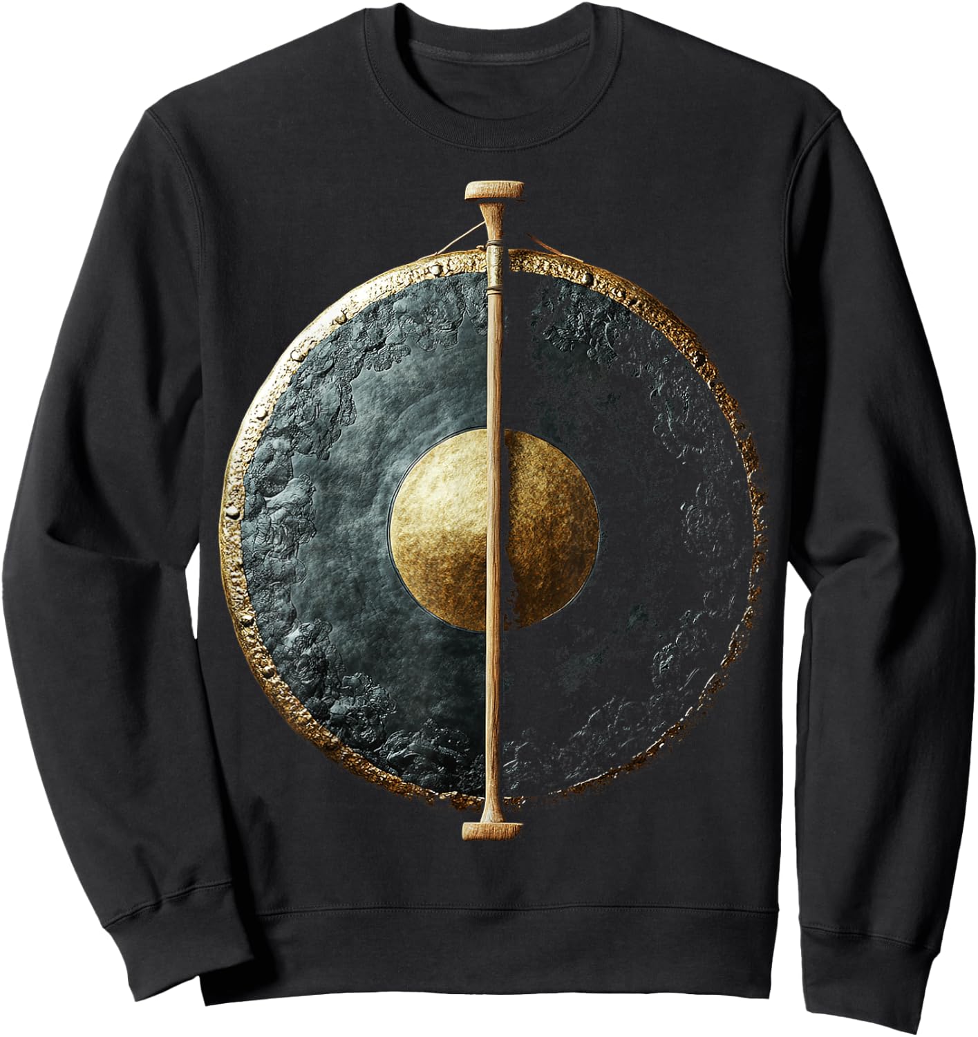 Gong Music Instrument Motif Art Gong Sweatshirt - Sweatshirt | Black