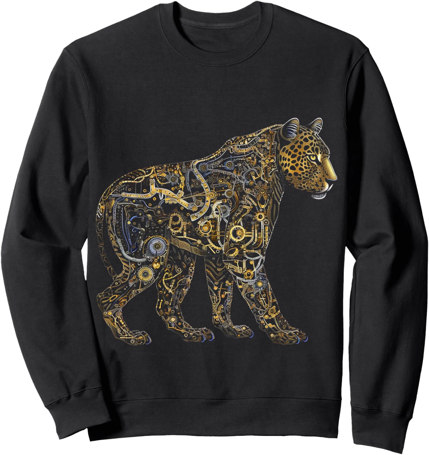 Leopard Fantasy Art - Animal Robot Leopard Sweatshirt - Sweatshirt | Black