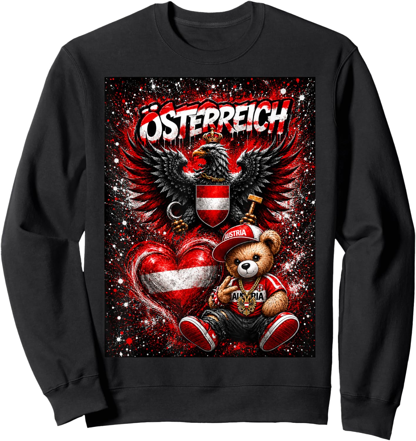 Österreich Adler & Bär Trikot Austria Herren Damen Geschenk Sweatshirt - Sweatshirt | Black