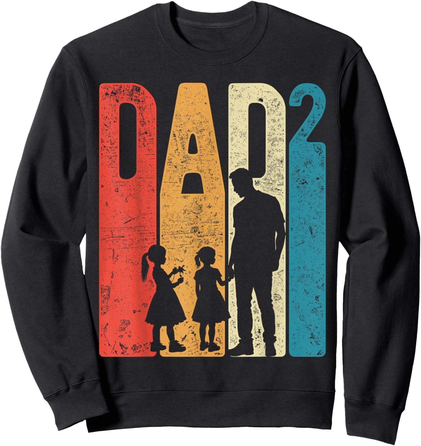 Papa Squared Father's Day Two Girls Two Daughters Father , black Sweatshirt - Sweatshirt | Black