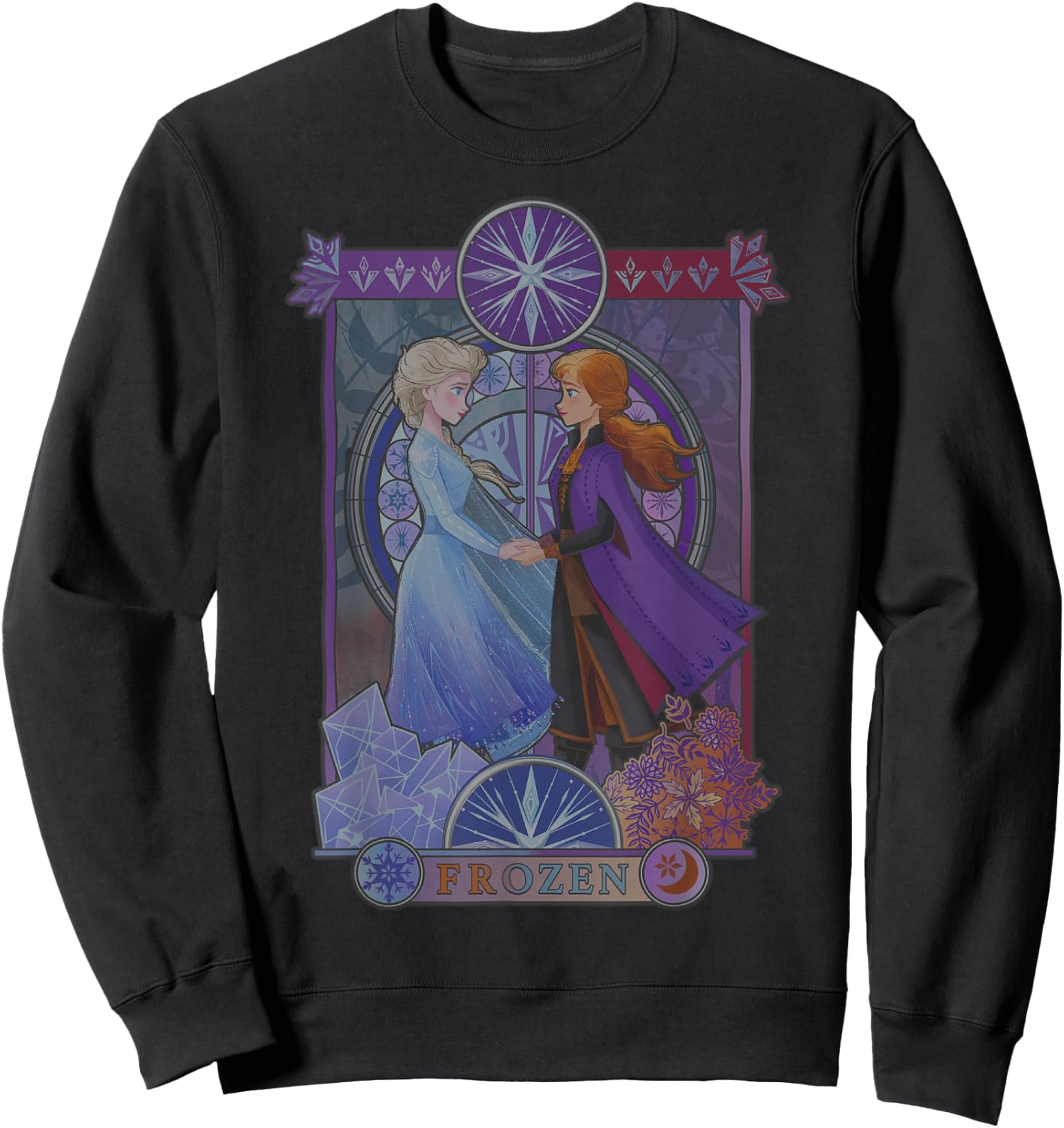 Disney Frozen 2 Anna & Elsa Stained Glass Portrait Sweatshirt - Sweatshirt | Black