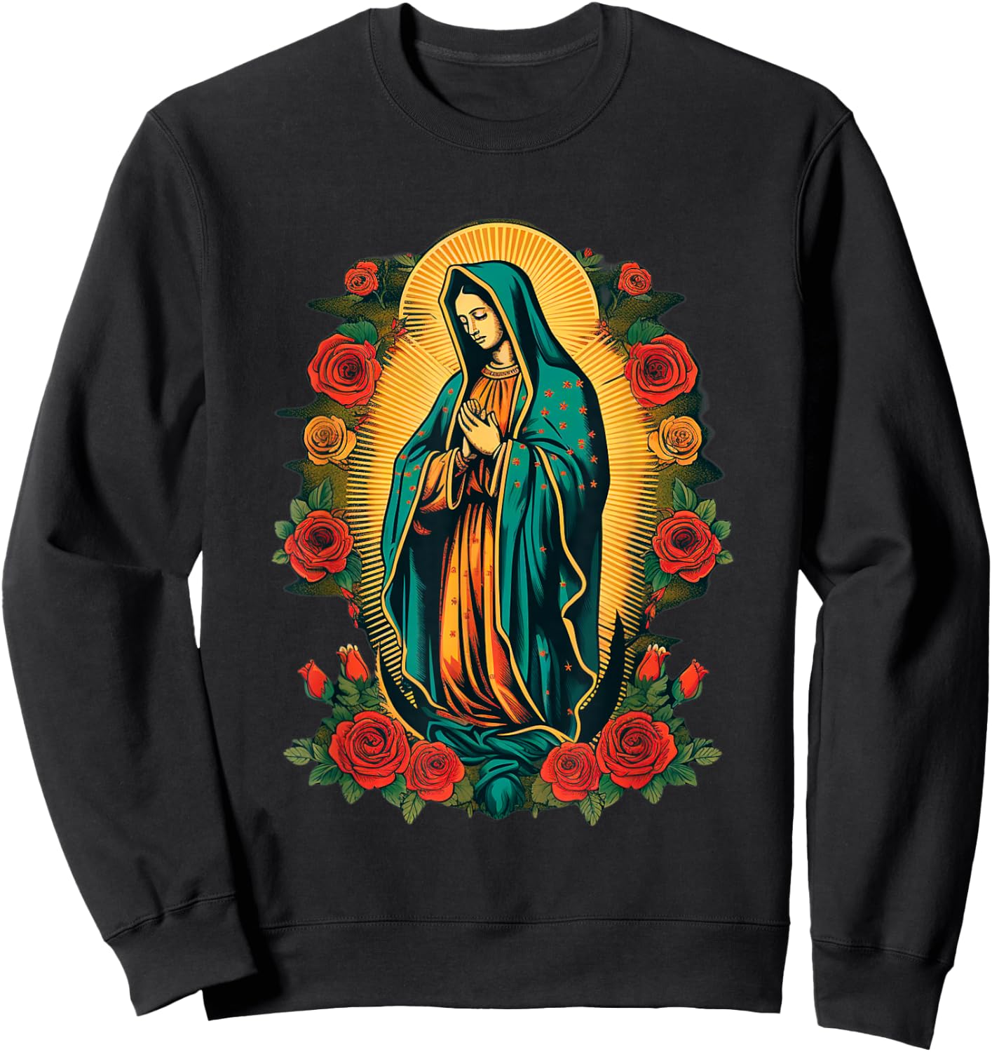 Our Lady Saint Mary Of Guadalupe Virgin Mary Powerful Symbol Sweatshirt - Sweatshirt | Black