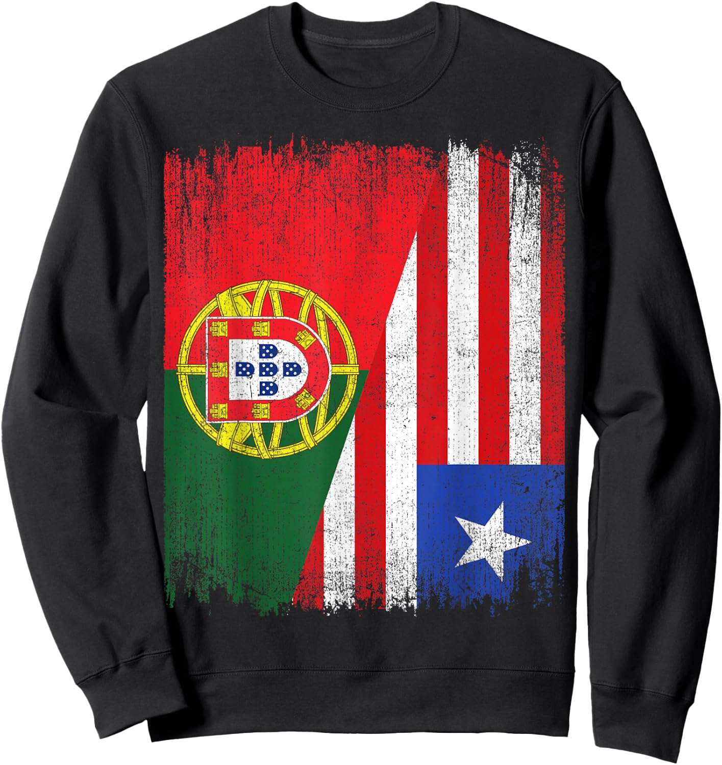 Half Portugal Liberia Split Flag Portuguese Pride Roots Sweatshirt - Sweatshirt | Black