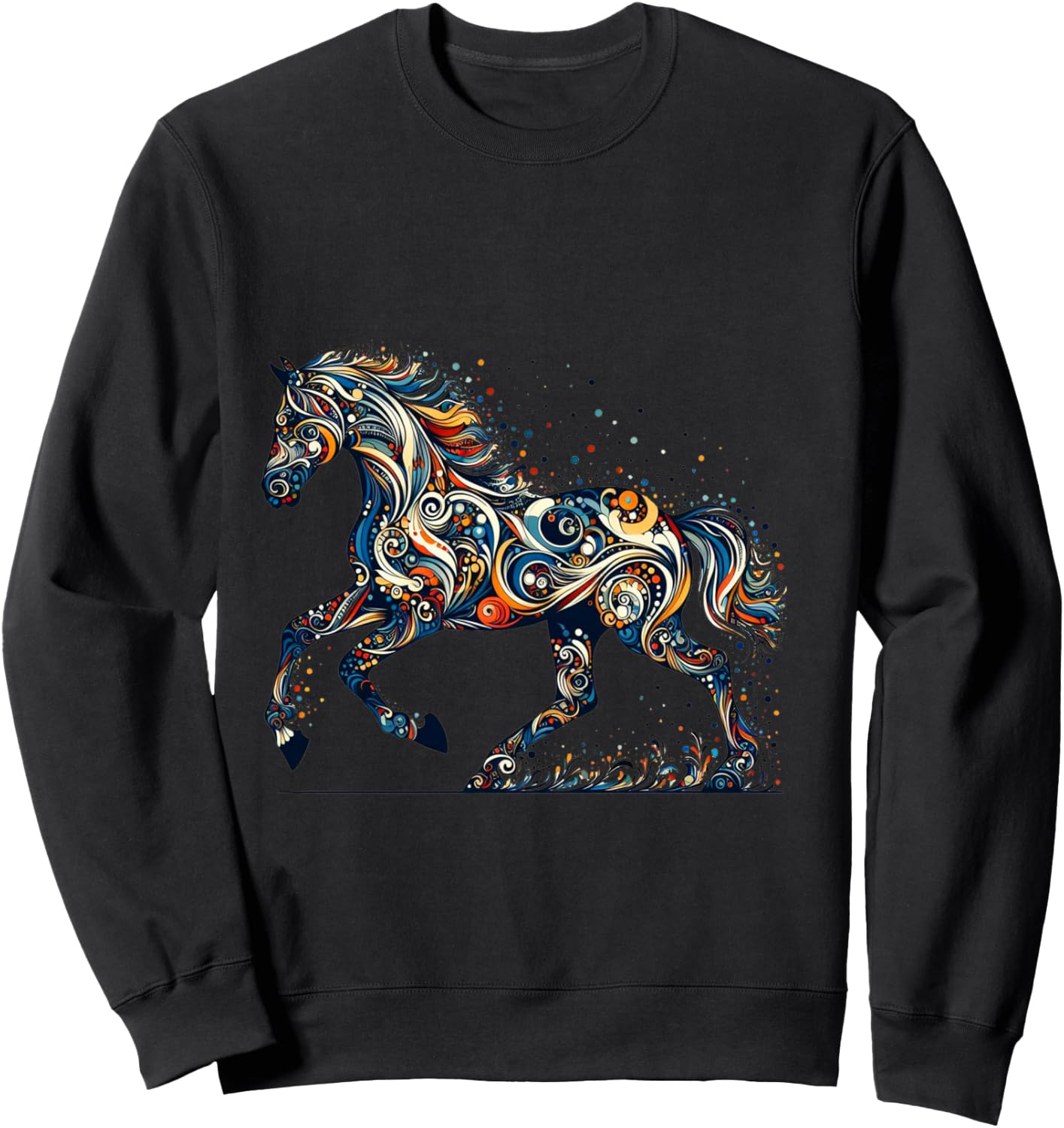 Pferdeliebhaber - Majestätisches Pferd - Pferdegrafikdesign Langarmshirt Sweatshirt - Sweatshirt | Black