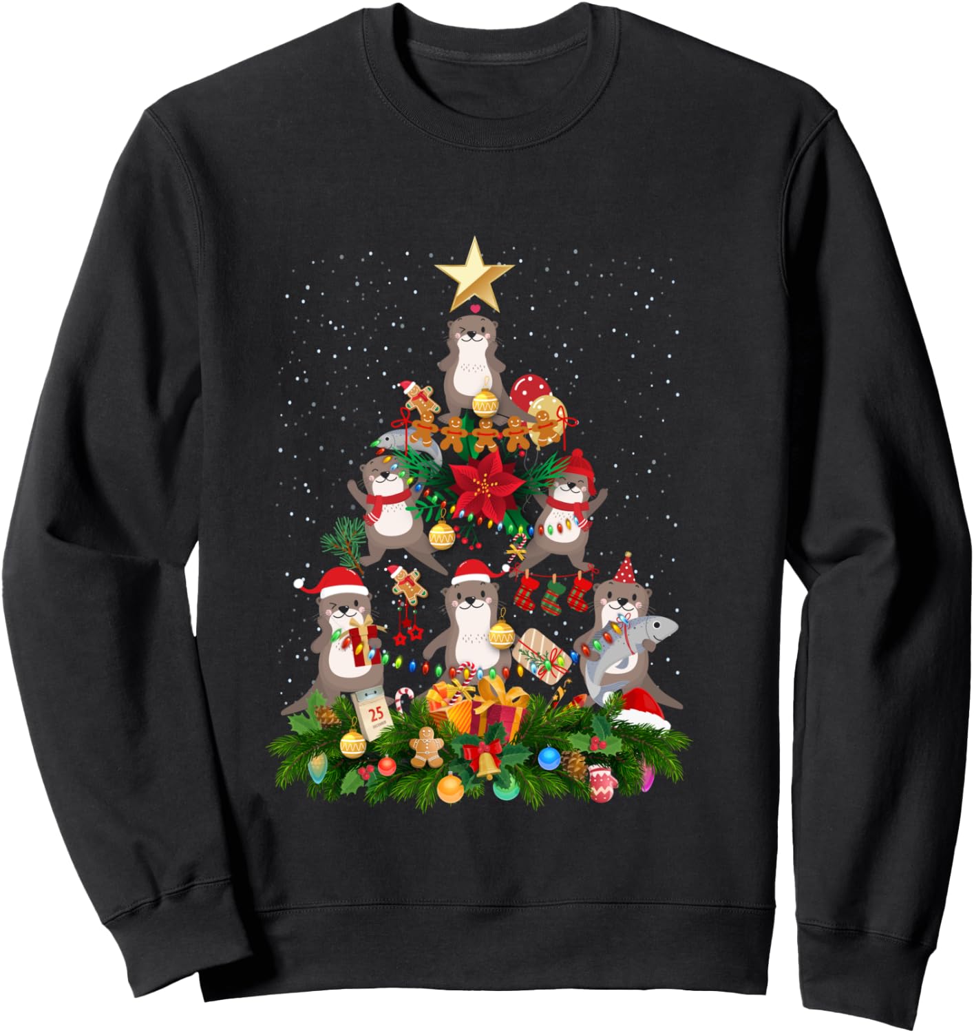Otter Xmas Tree Ornaments Zookeepers Christmas River Otter Sweatshirt - Sweatshirt | Black