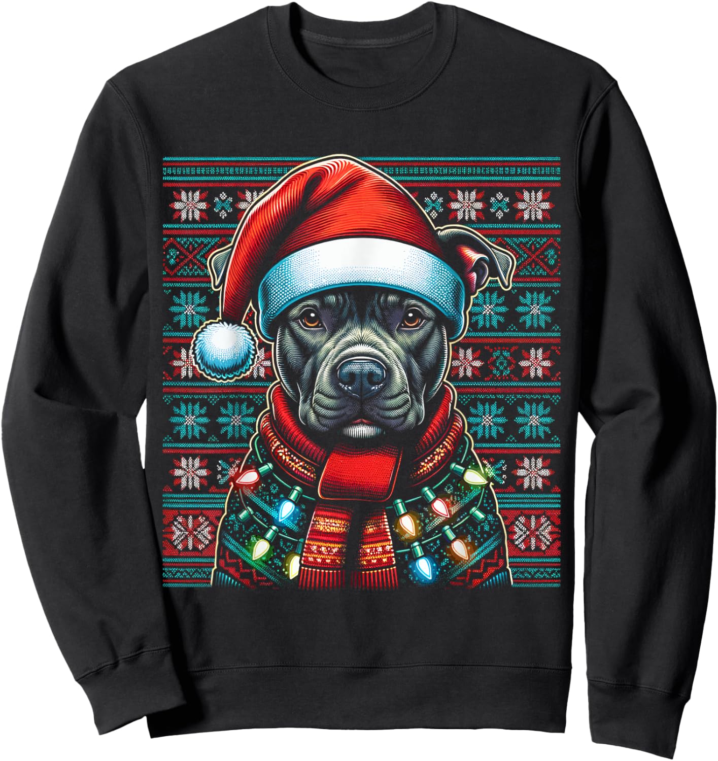 Christmas Pit bull Xmas Pit Bull Mom Dog Lover Santa Sweatshirt - Sweatshirt | Black