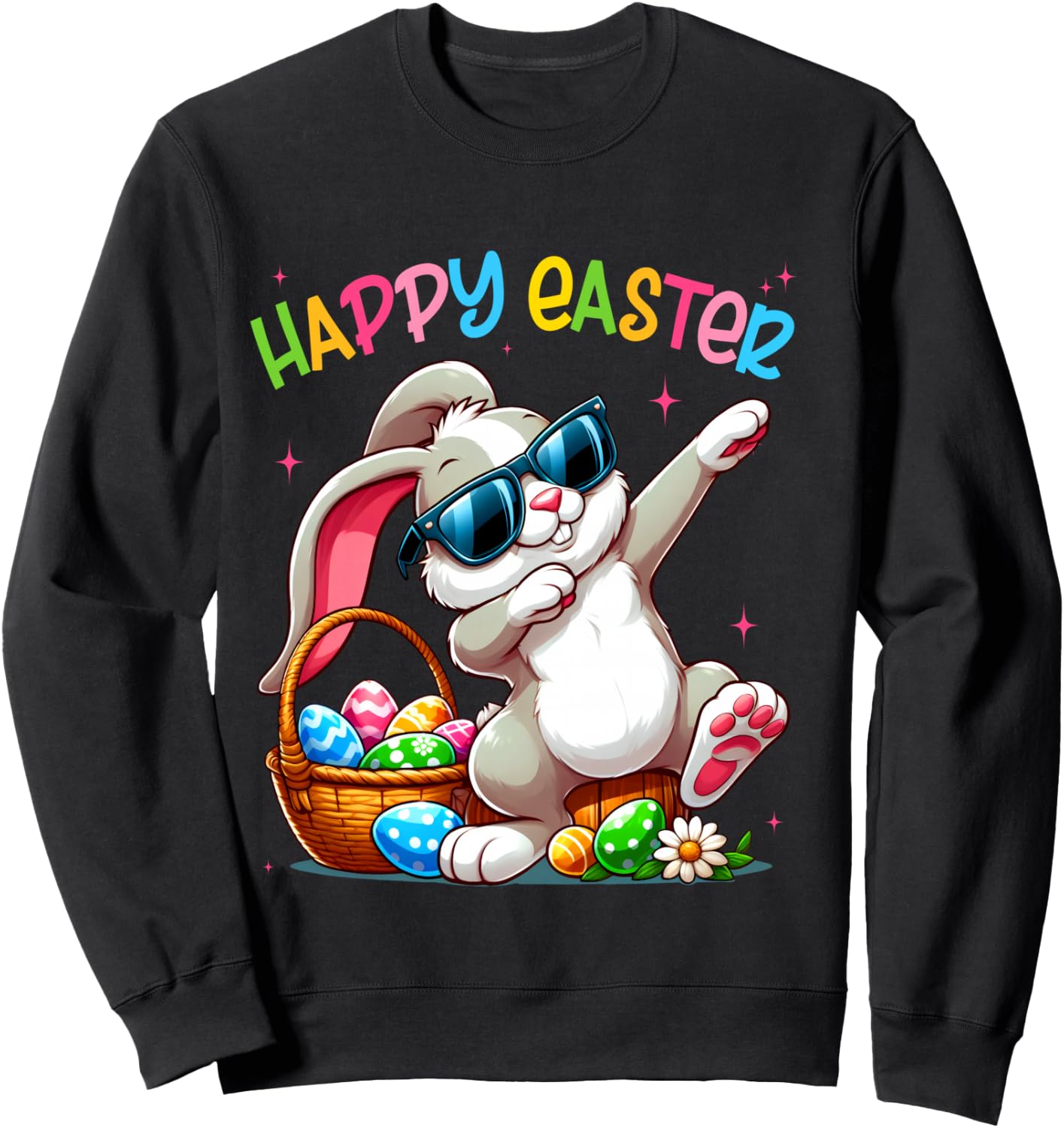 Funny Dabbing Bunny Easter Happy Easter for Boys Girls Adult Sweatshirt - Sweatshirt | Black