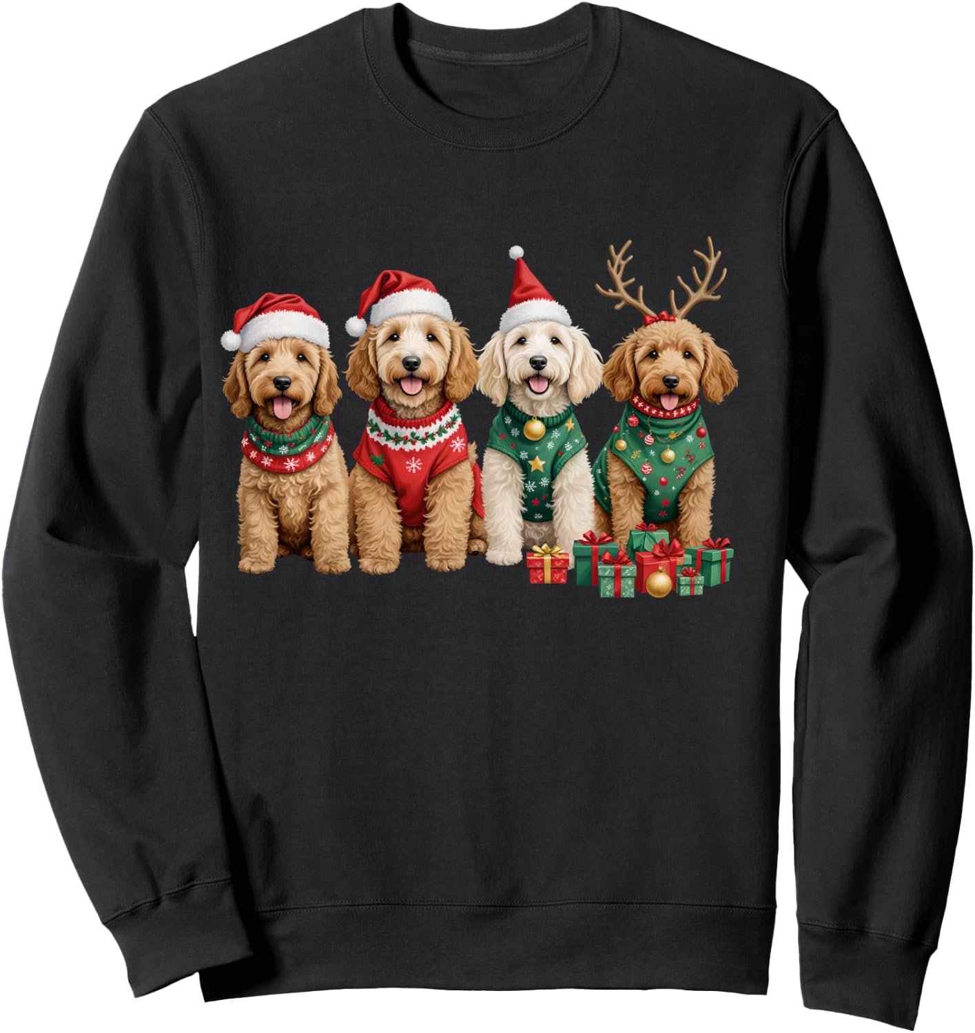 Goldendoodle Christmas Golden Doodle Pajamas Girls Sweatshirt - Sweatshirt | Black